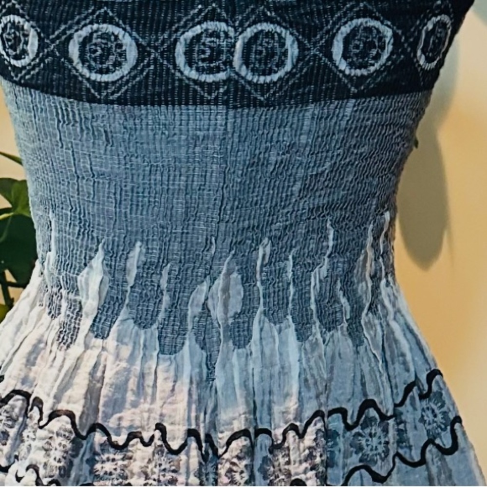 Bohemian Lapis Strapless Midi Dress or Skirt in Floral Gray and Black - Picture 14 of 14